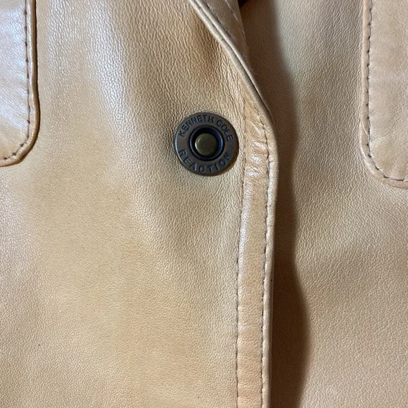 Kenneth Cole tan leather jacket size L - Picture 3 of 9